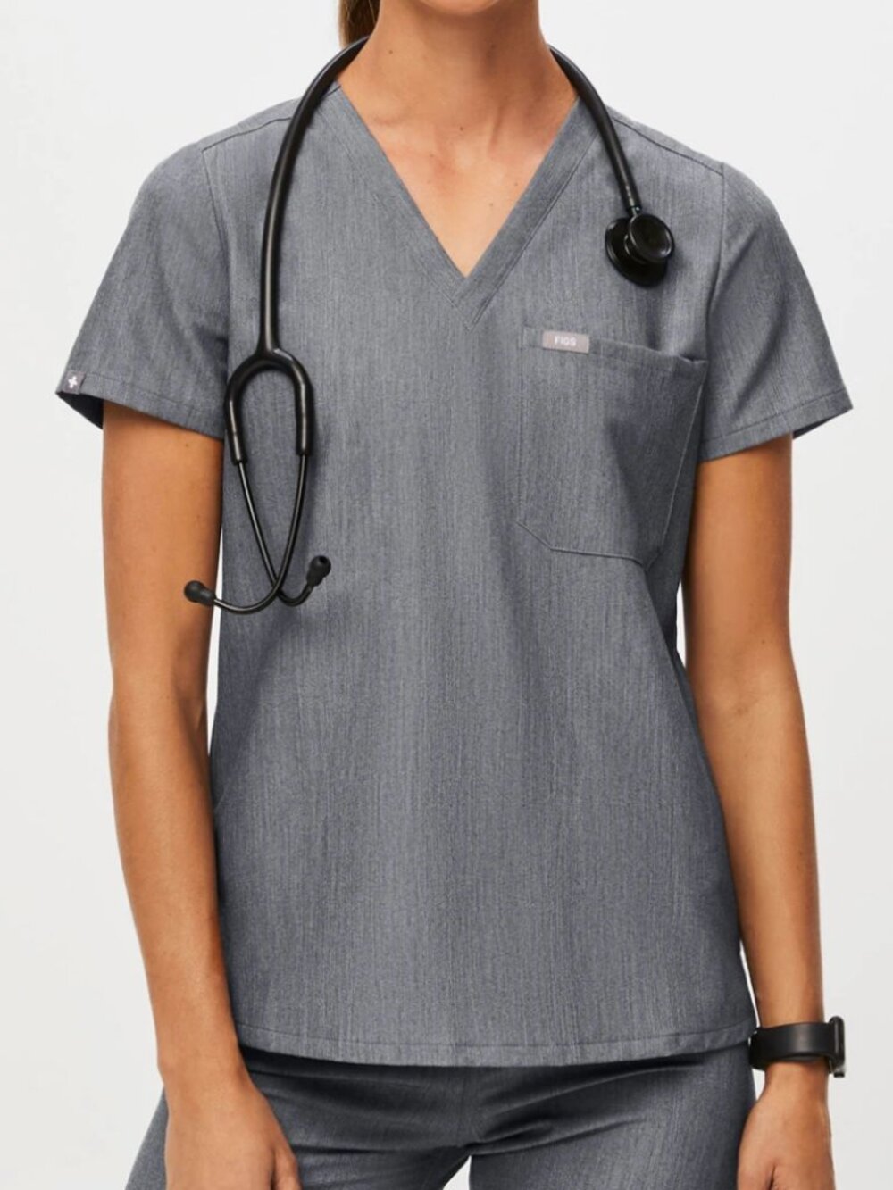 Figs Women's Catarina Scrub Top, Size XS in Graphite